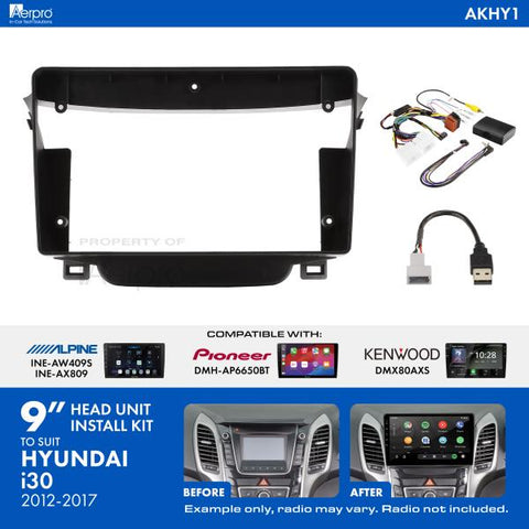 AERPRO AKHY1 9 Inch Install Kit To Suit Hyundai i30 2012-2017