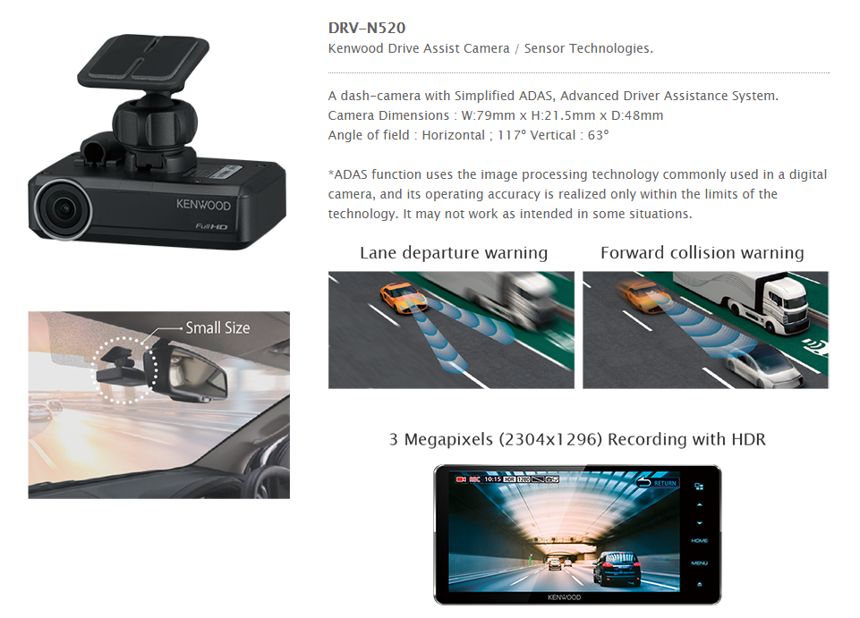 KENWOOD DRV-N520 DASH CAM with Built-In A.D.A.S. – Malaga Car Audio